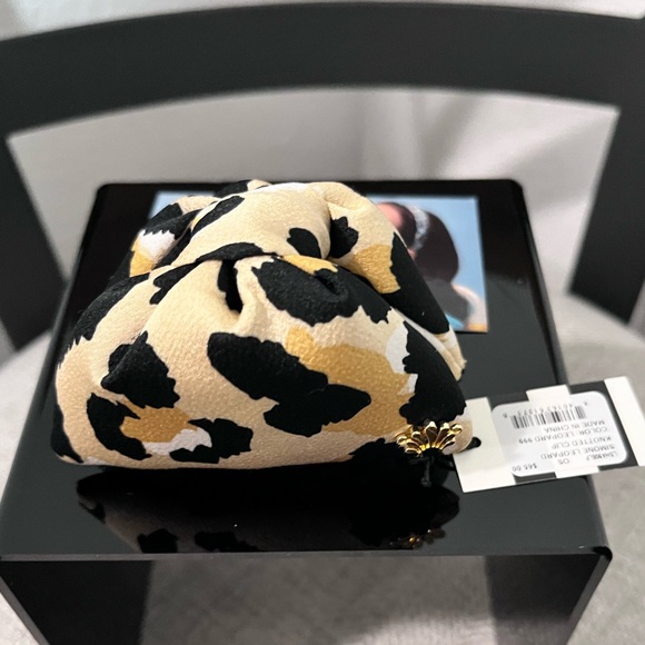 🍁ON SALE🍂LELE SADOUGHI NWT AUTHENTIC LEOPARD SIMONE KNOTTED SILK HAIR CLAW CLIP - Picture 3 of 14